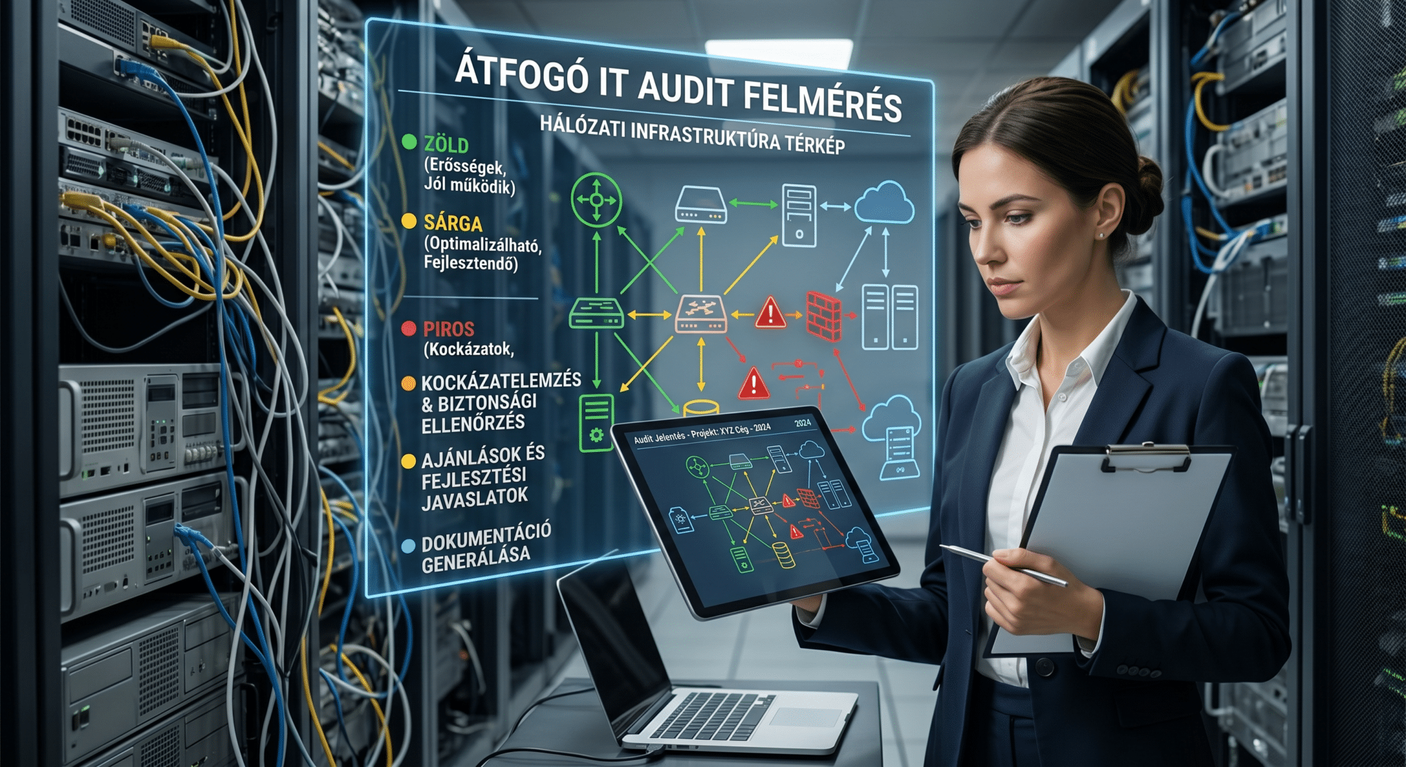 IT infrastruktúra felmérés szerver rack – rendszeraudit Vindexium